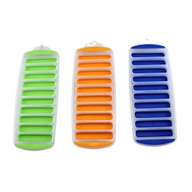 Silicone Narrow Ice Stick Cube Trays with Easy Push and Pop Out for Water and Sport Bottles Fruit Juice Set of 3 Multicolor