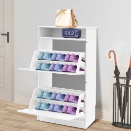 Shoe Cabinet With 2 Flip Drawers Shoe Shelves Shoe Storage Organizer Entryway
