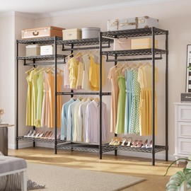 VIPEK V5i Plus Wire Garment Rack Heavy Duty Clothes Racks for Hanging Clothes, Large Free Standing Wardrobe Closet Metal Clothing Racks with Adjustable Shelves for Bedroom, Black