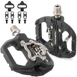 MTB Pedals SPD Flat Dual Platform with Cleats - Compatible with Shimano SPD Clipless Bike Pedals, 3 Sealed Bearing Lightweight Nylon Fiber Bicycle Pedal for Gravel BMX City Bike 9/16" M21