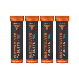 Fluid Tactical- Effervescent Hydration Tablets, Electrolyte Replacement & Dehydration Prevention, 4 Tubes (Orange Pineapple)