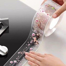 Peach Blossom Caulk Tape Waterproof Self Adhesive - Caulking Sealing for Kitchen Countertops, Bathroom Tiles, Wall Joints and Toilet Gaps(Print Designs, 1.65Inch x 32.8Ft)