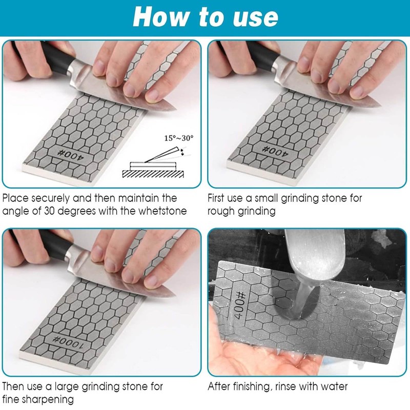 Diamond Sharpening Stone Set, 4 Pcs Diamond Lapping Plate Coarse/Medium/Fine