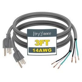 Heyyans 헤이얀스 2팩 3피트 14/3c sjtw 기기 115v 1875w 110v 코드, 15a, 공급 공구 120v 14 게이지 케이블, 교체 피그테일, 3프롱 듀티 전동 코드 및 헤비 ac 전원 [6FT] HeyYans 2-Pack 3-Foot 14/3C SJTW Device 115V 1875W 110V Cord, 15A, Supply Tool 120V 14 Gauge Cable, Replacement Pigtail, 3-Prong Duty