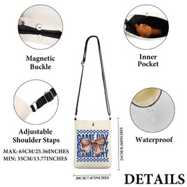 PWHAOO Football Fan Gift Coquette Football Crossbody Bag Blue Coquette Bow Travel Bag Football Mom Gift Football Season Merch (Coquette Football C C)