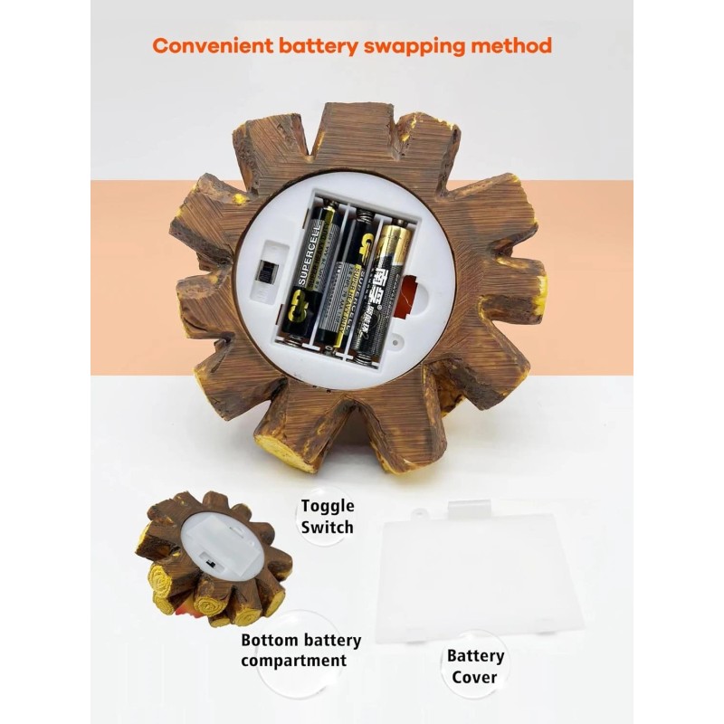 Fake Campfire Night Light, 3D LED Fire Pit Firewood Lamp,