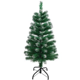 CCINEE 3FT Artificial Christmas Tree, Small Mini Table Top Green Xmas Tree with Flocking Snow Frost Tip and Metal Stand for Porch Coffee Table Centerpiece Arrangements Home Office Holiday Decor