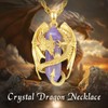 INFUSEU Crystal Dragon Necklace, Nordic Amethyst Crystal 18K Gold Dragon