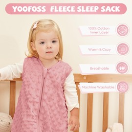 Yoofoss Fleece Baby Sleep Sack 12-18 Months with Plush Dots, TOG 1.5 Baby Wearable Blanket with 2-Way Zipper, Cotton Toddler Sleep Sack Fleece