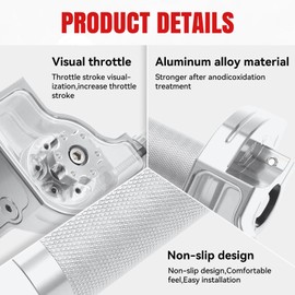 RIDLOG 7/8" 22mm Quick Twist Throttle Assembly with Throttle Cable, Silver