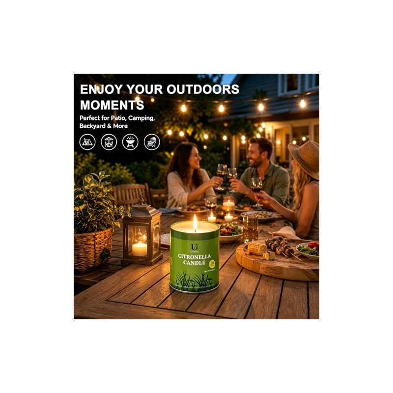 Outdoor Citronella Candles - Essential Oil Soy Wax for Patio