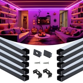 Muzata 10Pack 3.3FT/1M Plus-Size Spotless LED Channel Black LED Strip Diffuser Channel with Milky Frosted White Diffuser Cover U103 BW 1M