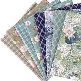 Mililanyo 8pcs 18 x 22inches (46x56cm) Cotton Fabric Floral Lotus Patterns Pre-Cut Quilt Squares Fat Quarters Fabric Bundles for Sewing and Quilting