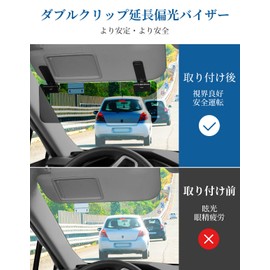 JOYTUTUS Sun Visor Car Visor Extension Attachment Polarized UV400 Cut Adjustable Vehicle Sun Visor Extension Double Clip Type Anti-Glare Universal Compatible
