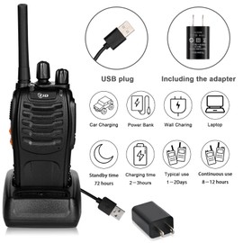 TIDRADIO TD-V2 Walkie Talkies for Adults Long Range, Frequency Copy, Rechargeable Two Way Radio Earpiece with MIC,16 Channels Handheld Walkie-Walkie for Kids(2 Pack, Black)