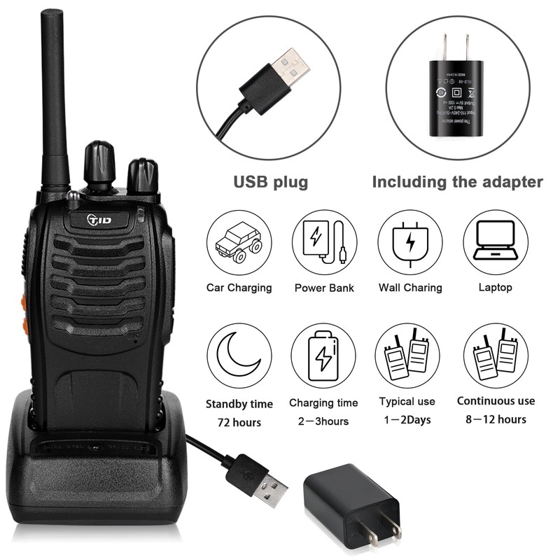 TIDRADIO TD-V2 Walkie Talkies for Adults Long Range, Frequency Copy,