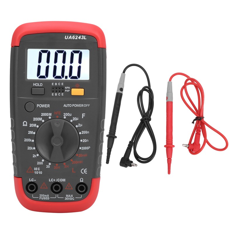 UA6243L Handheld LED Digital Multimeter Capacitance Meter Resistance Tester 1999