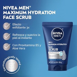 NIVEA MEN Exfoliante facial de limpieza profunda de hidratación máxima con aloe vera, paquete de 3 tubos de 4.4 onzas
