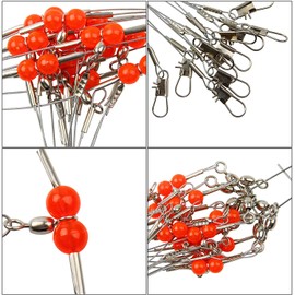 Fishing Wire Leader Rigs, Stainless Steel Fishing Rigs Leader Rope Line Swivel Fishing Tackle Accessories 12pcs/Bag (White: 13.8Inch with 1 Arm)