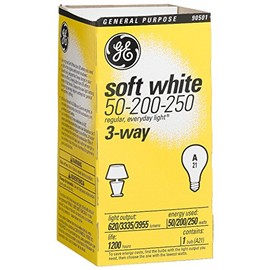 GE Lighting 97482 3 Way 50 200 250 Incandescent Light Bulb Soft White