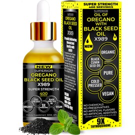 Oil Of Oregano With Black Seed Oil - 400 Servings, 2 in 1 Wild Oregano Oil with Black Seed Oil Drops, Organic Supplement, Alternative to Oregano and Black Seed oil Gel Capsules, Non-GMO, Vegan