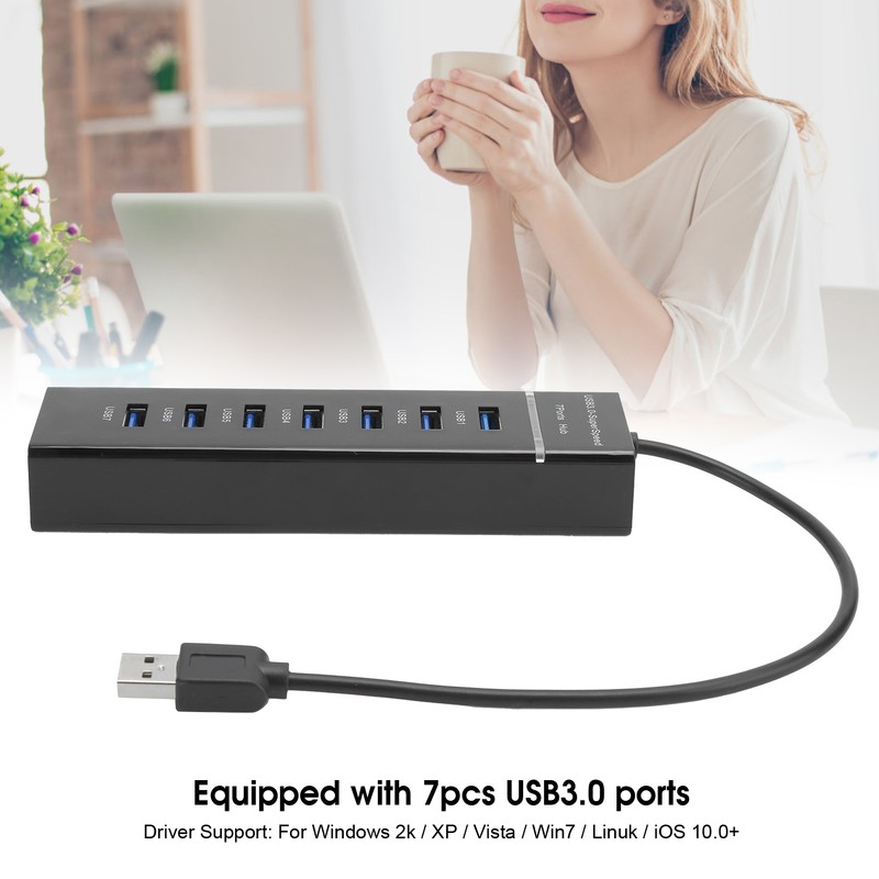 USB 3.0 Hub 7Port Splitter with Blue LED Indicator High