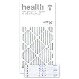 AIRX WICKED CLEAN AIR. 12x24x1 Air Filter MERV 13 Pleated HVAC AC Furnace Air Filter, Health 6-Pack, Made in the USA