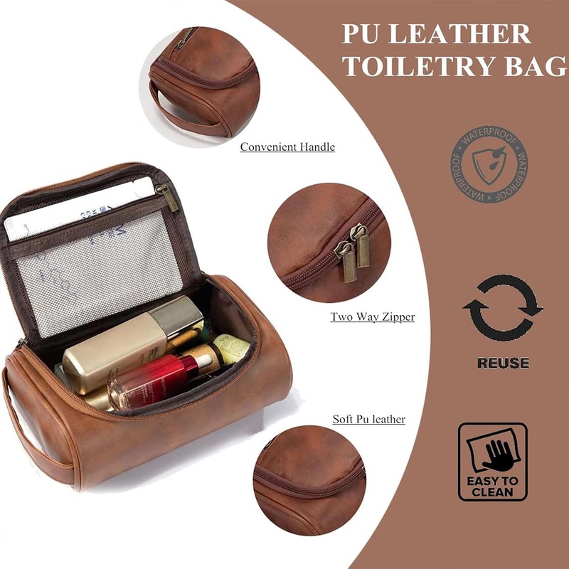 AIMALL 1 Small Travel PU Leather Cosmetic Bag 9.6x6.1x3.3 inches