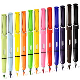 Palksky Forever Colored Pencils 12 Count, Infinity Pencil Coloring Metal Pencils, Everlasting Pencil with Eraser, Color Pencil Set, Eternal Pencil/Inkless Pencil/Lapiz Infinito