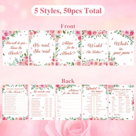 Lemicin Hen Party Games Cards - 50pcs Hen Do Games Classy for Hen Night Party Bridal Shower How Well Do You Know Advice for The Bride Would She Rather He she Said What's in Your Purse