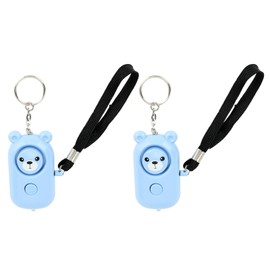 2PCS Safety Alarm Bear Style Emergency Alarms Keychain Protection Devices for Women Girls Kids Elderly Blue and Blue