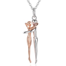 SOLOLIKE Rose Gold Hug Necklace for Couple: Sterling Silver Hugging Necklaces for Loved Ones Embrace Pendant Boyfriend Girlfriend Necklace - Valentine's Day Christmas Jewelry Gifts for Lovers