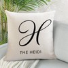 Monogram Letter H Pillow Cover Custom Last Name Throw Pillow