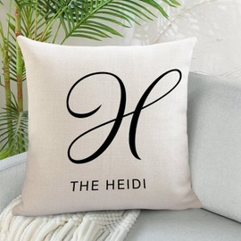 Monogram Letter H Pillow Cover Custom Last Name Throw Pillow Covers Initials Letter Pillowcase 16x16in with Hidden Zipper Monogram Initials Cushion Case Decor for Sofa Bedroom Couch Chair