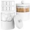 Gaussra White Apothecary Jars, White Qtip Holder - Stainless Steel