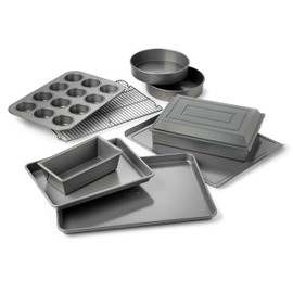 Calphalon 10-Piece Nonstick Bakeware Set Includes Baking Sheet Cookie Sheet Cake Pans Muffin Pan and More Dishwasher Safe Silver