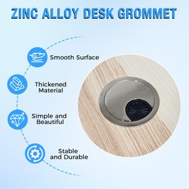 Desk Grommet 2-3/8" (60 mm), Desk Cord Hole Cover, Cable Grommet Metal Zinc Alloy Materilal, Desk Hole Grommet for Office and Home Table Cable, Detachable Cable Cord Organizer (Bronze 1 Pcs)