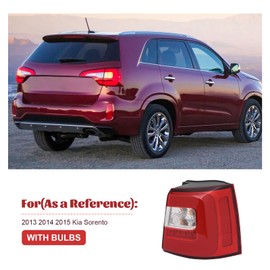 PIAOYUE- For 2013 2014 2015 Kia Sorento Outer Tail Light LED Rear Brake Lamp Right Passenger Side Black Housing Red Lens