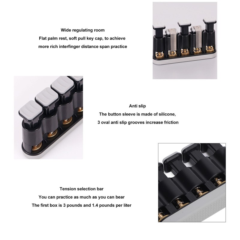 Finger Strengthener 3 to 8.5 Lbs Tension Adjustable Soft Button