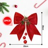 Pack of 2 Christmas Bow, Red Glitter Sequin Bow, Large