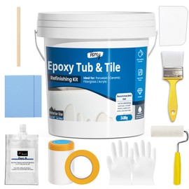 DWIL Tub and Tile Epoxy Paint- 2K Bathroom Refinishing Kit, Durable Tub Paint, Waterproof, Quick-Dry, Easy Scraper&Brush Application for Bathtubs, Tiles, and Sinks, Bright Gloss White-1 Bathtub Size