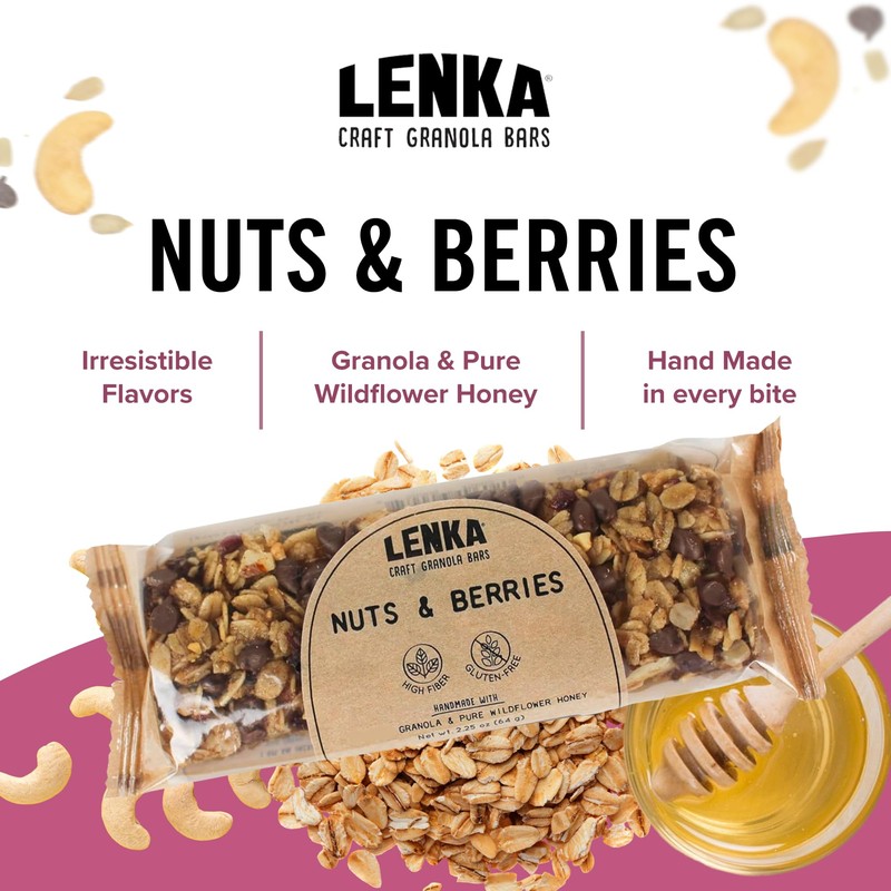 Lenka Bars - Nuts & Berries Snack Bars, Gluten Free,