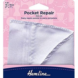Hemline Pocket Repair Patch - 18 x 18cm, White - Iron On