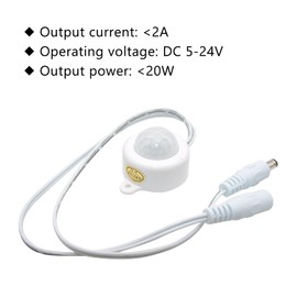 Mini LED PIR Motion Sensor Switch, DC 5-24V 2A Infrared Activated LED Switch Controller with DC Couple Cable for LED Strips Lights