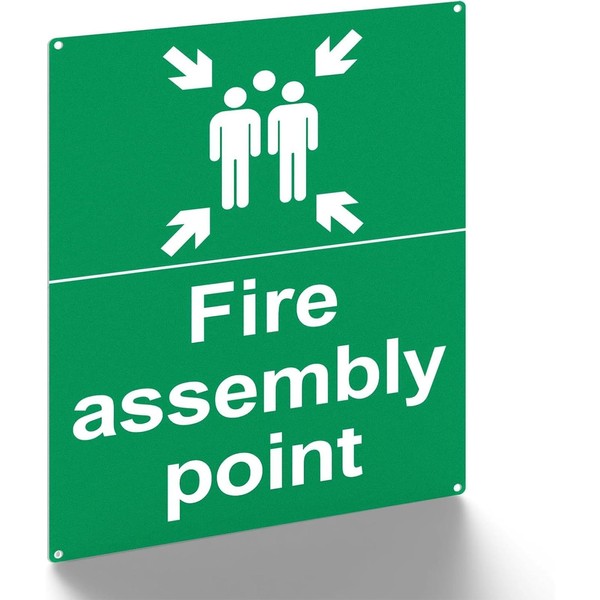 Firefighting Assembly Point Sign 400 x 300 x 1mm,Matte Rigid