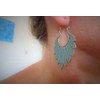 ✿ Feather wreath patina copper feather earrings✿ Exceptional side earrings