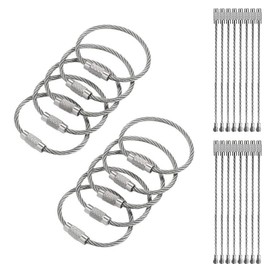Yoogeer 50Pcs Stainless Steel Wire Keychains Loop Aircraft Cable Key Ring String Wire Loop for Luggage Tag, Keyring, ID Tag Keeper (Length:10cm/4inch)