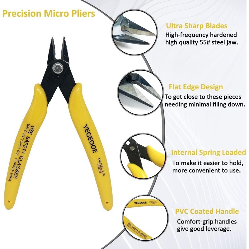 YEGEOOE Flush Wire Cutter, 10PACK Precision Diagonal Cutting Pliers Small