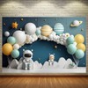 Astronaut Outer Space Theme Backdrop for Boy 1st Birthday Party