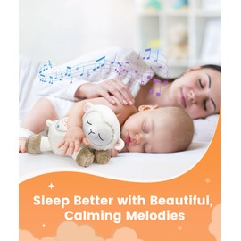 Dreamegg 3-in-1 Einschlafhilfe Babys Schaf Kuscheltier mit Musik und Licht, White Noise Machine mit Nachtlicht Projektor, Baby Spielzeug 0 Monate +, Babygeschenk Baby Erstausstattung Neugeborenes